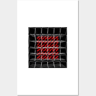 VİVİD red and black 3D labyrinth and maze in the style of David Hockney Posters and Art